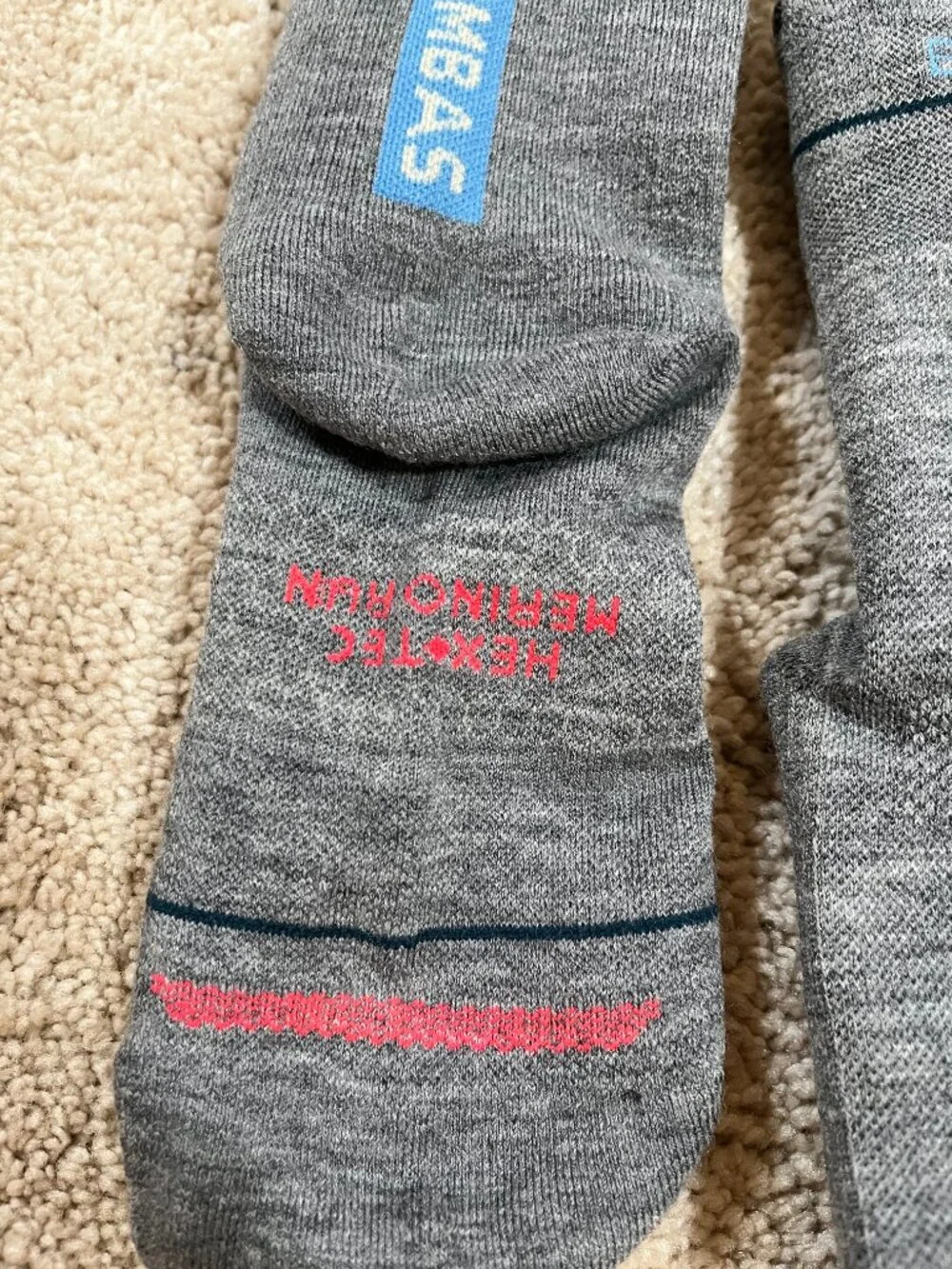 New 3-Pack BOMBAS merino wool HexTec Run Midweight Quarter Socks Med Unisex Grey